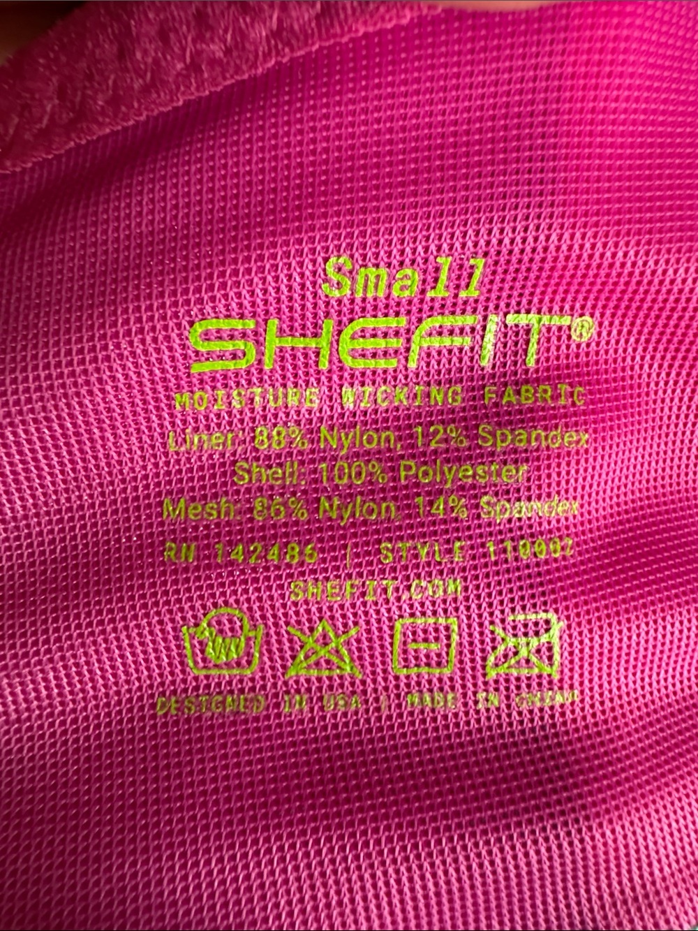 SHEFIT Bright Pink Sports Bra Teal Band S zip front new workout comfort support - Picture 9 of 9